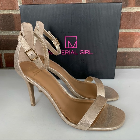 Material Girl Shoes Material Girl Womens Blaire4 Gold High Heel Ankle Strap Sandals Us 85 W
